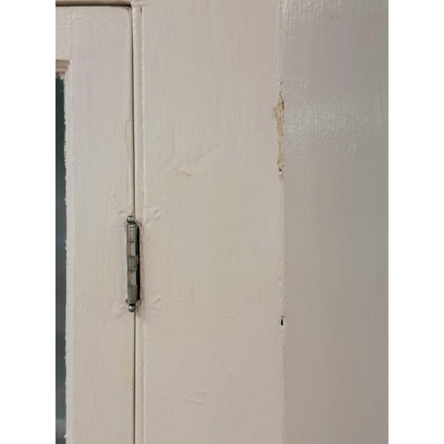 Antique Painted White Corner China Cabinet Pane Glass Door 1800s Display Cabinet For Sale - Image 18 of 18