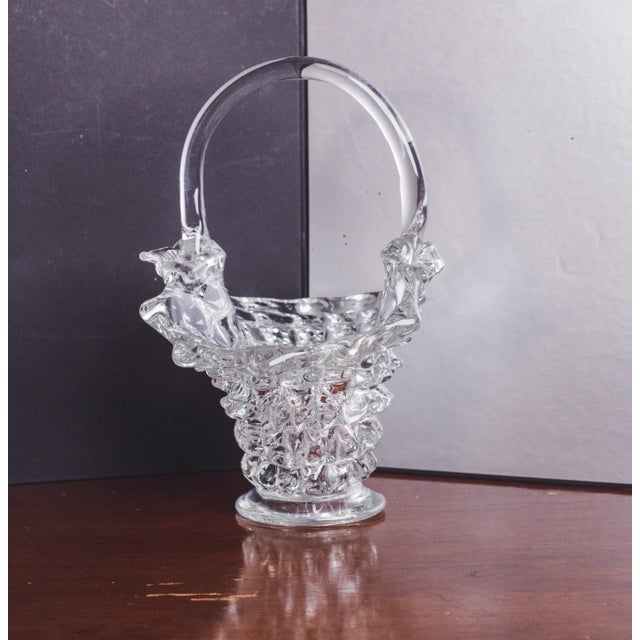 Italian Ercole Barovier Rostrato Murano Italian Glass Basket Centerpiece Vase, 1940s For Sale - Image 3 of 13