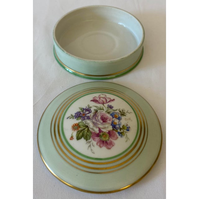 Limoges, France Antique Limoges Porcelain Jewelry Box, Hand Painted, Gold Trim, 1930 For Sale - Image 4 of 5