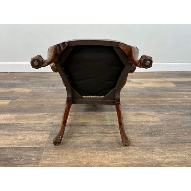 Vintage Queen Anne Burl Walnut Dining Chairs With Leopard Velvet Seats — Set of 8 For Sale - Image 10 of 18
