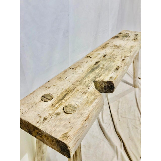 Late 19th Century Antique Hand Crafted Wooden Saw Horse Table Bench For Sale In Raleigh - Image 6 of 9