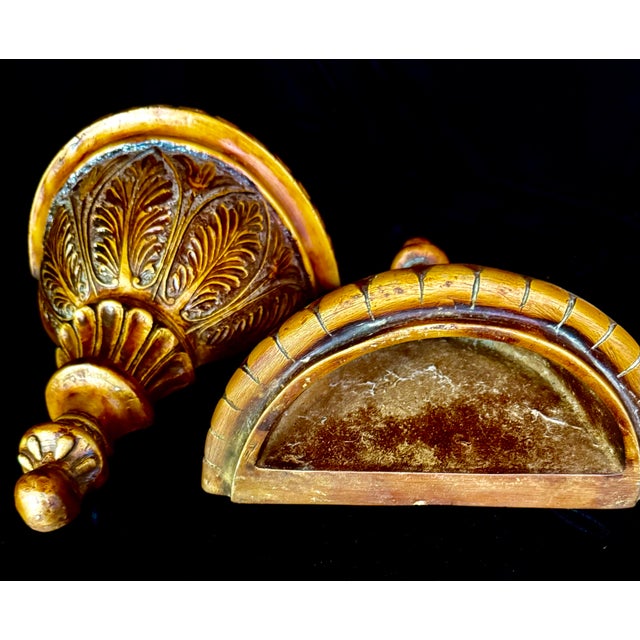 Mid 20th Century Ornate Gold Demilune Wall Sconces For Sale - Image 4 of 12