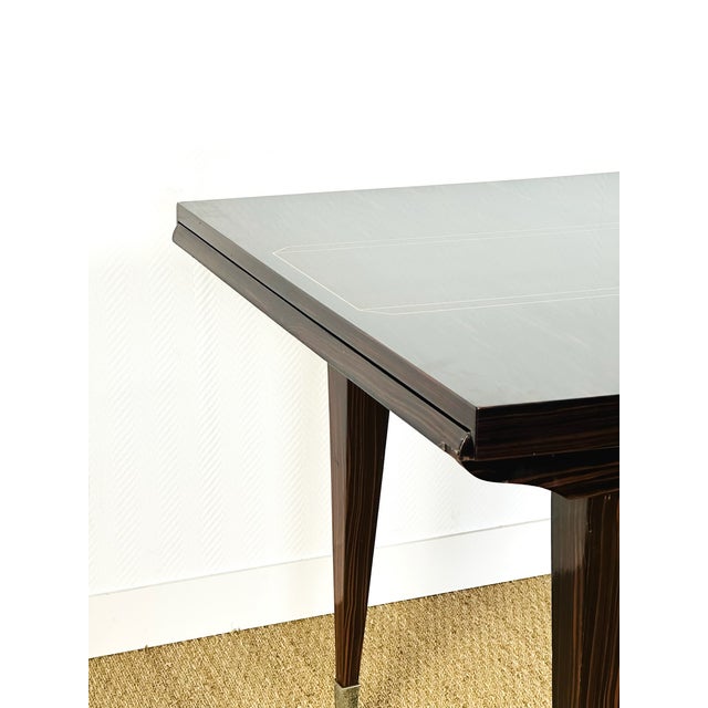 Art Deco Dining Table in Macassar Ebony with Extensions, France, 1940s For Sale - Image 11 of 18