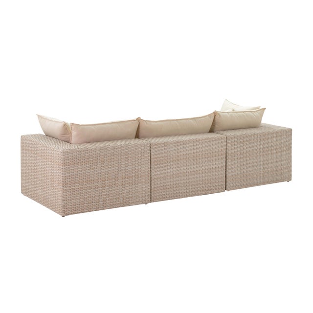 Metal Cali Natural Wicker Outdoor Modular Sofa For Sale - Image 7 of 9