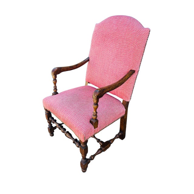 Wood Early 20th Century Louis XIII Style Walnut Fauteuil Armchair, Pair For Sale - Image 7 of 9