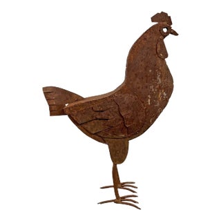 Folk Art Hand-Made Iron Rooster For Sale