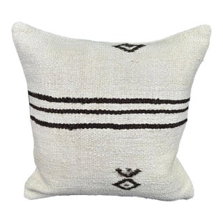 Turkish Hemp Pillow Cushion Natural Beige Black Cushion Cover 20"x20" For Sale