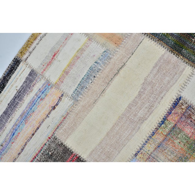 Vintage Neutral Oushak Kilim Rug For Sale - Image 10 of 10