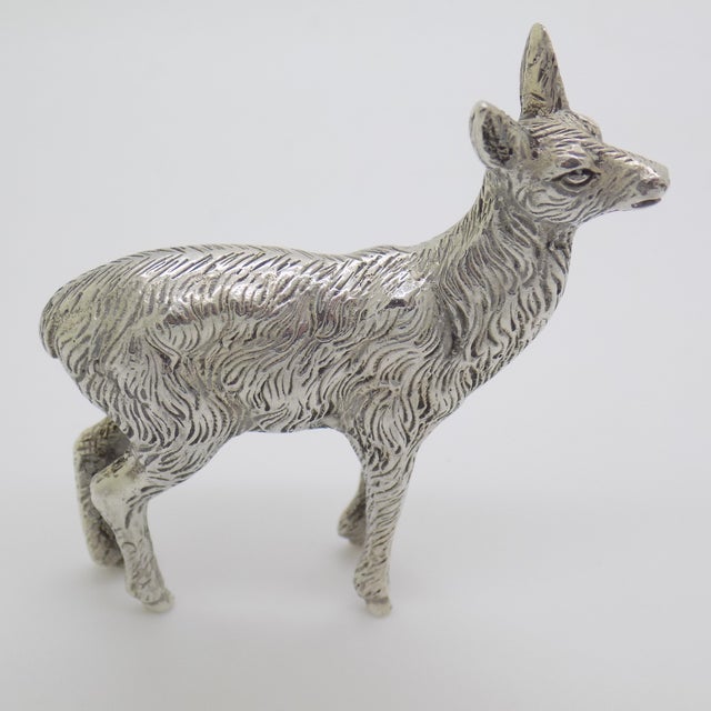 Metal Vintage Italian Handmade Genuine Silver Deer / Fawn Figurine Rare Solid Statue For Sale - Image 7 of 11