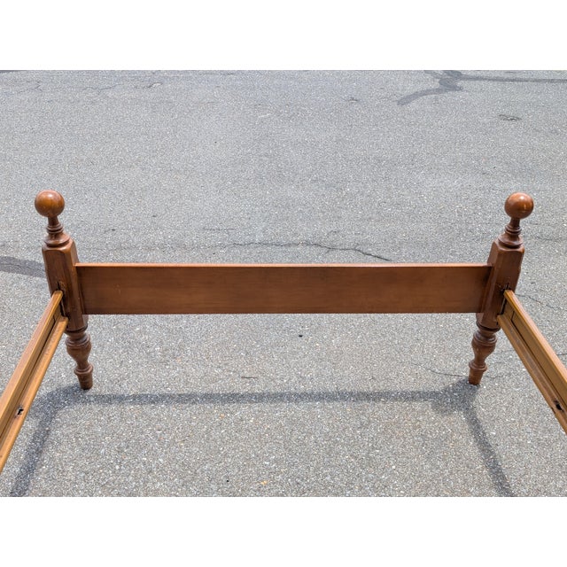Wood Mid 20th Century Solid Maple Colonial Early American Full Size Cannonball Bed Frame For Sale - Image 7 of 7