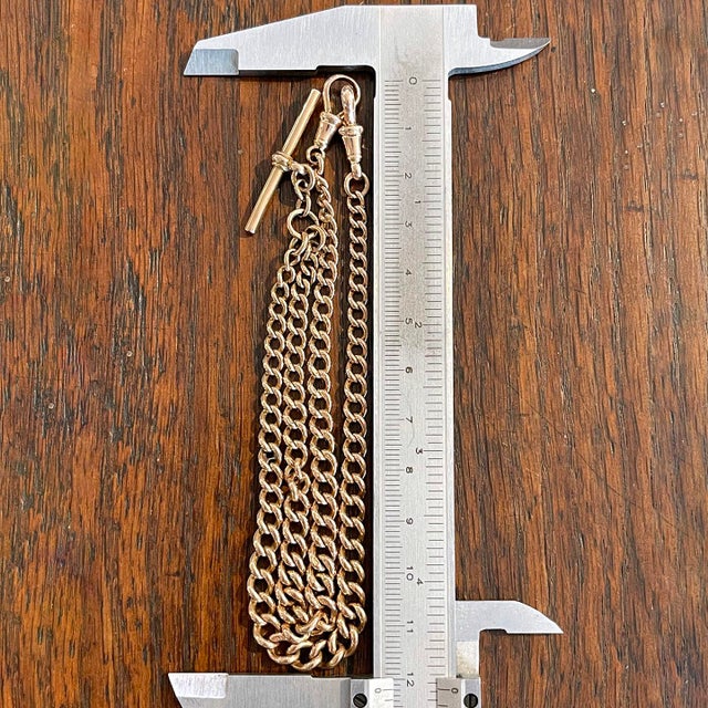 Metal Antique 9k Gold Watch Chain Necklace C. 1900 For Sale - Image 7 of 7