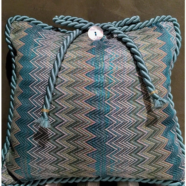 Pierre d'Argent Maison Metallica in Turqouise Decorative Accent Pillow For Sale - Image 9 of 9
