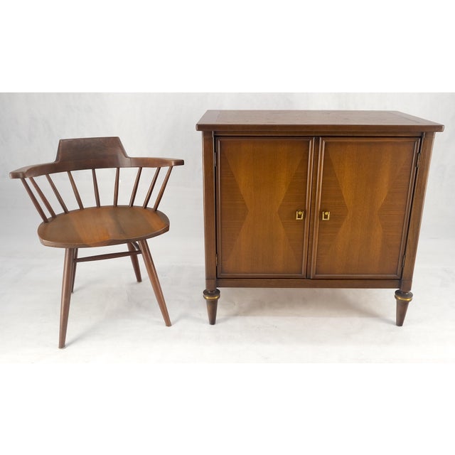 Turned Legs Two Doors Fitted Drawers Diamond Inlay Brass Hardware Bachelor Chest For Sale - Image 10 of 15