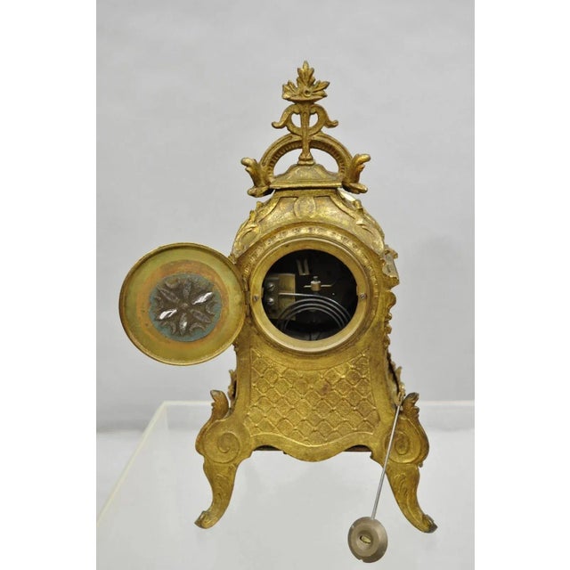 Gold Early 20th Century S. Marti Medaille De Bronze Gold French Victorian Porcelain Figural Shelf Clock For Sale - Image 8 of 12