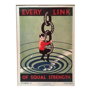 Vintage 1930's "Every Link of Equal Strength" Classroom Poster by Keith Ward For Sale