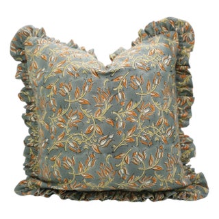 Artisan Frill Pillow Cover Classic Ruffled Decorative Cushion for Home Styling- 14x36 Inch Kamal Dutta For Sale