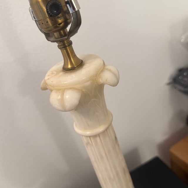Neoclassical Alabaster Marble Table Lamps Pair For Sale In Los Angeles - Image 6 of 14