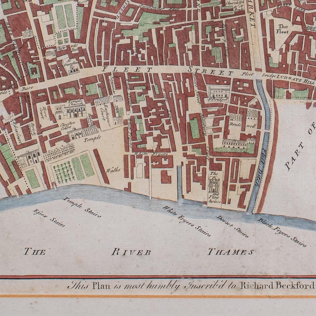 Antique London Street Map, Farringdon, English, Framed, Fleet Street, Georgian For Sale - Image 9 of 12