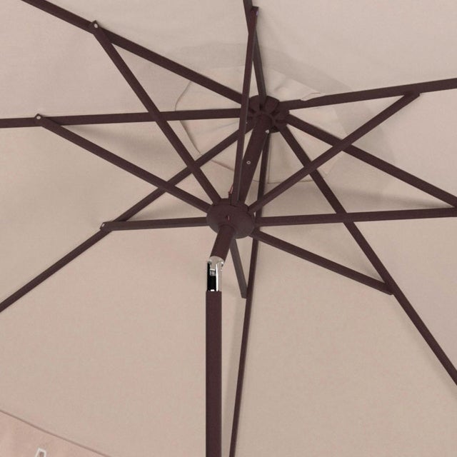 Spritely Home Elegant Valance 11Ft Round Umbrella, Beige With White Trim For Sale - Image 4 of 6