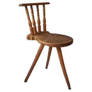 19th Century Wooden Tripod Side Chair For Sale
