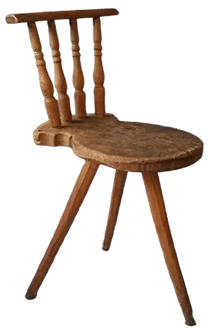 19th Century Wooden Tripod Side Chair