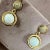 Syna Yellow Gold White Agate Rotating Bead Earrings with Diamonds, a Pair For Sale - Image 4 of 5