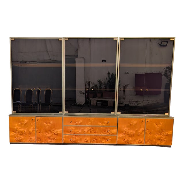 Vintage Burl Wood Display Cabinet, 1980s For Sale