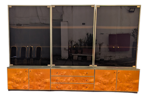 Vintage Burl Wood Display Cabinet, 1980s