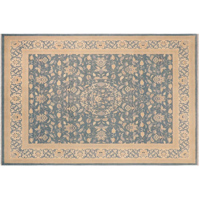 Tan Sunfaded Green/Tan Wool Rug - 8'3'' X 9'10'' For Sale - Image 8 of 10