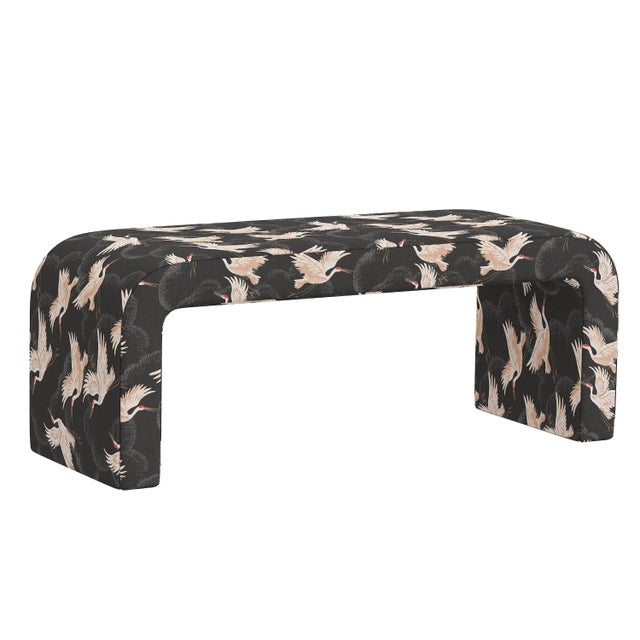 Lulu Waterfall Bench in Crane Flock Ink For Sale In Chicago - Image 6 of 6