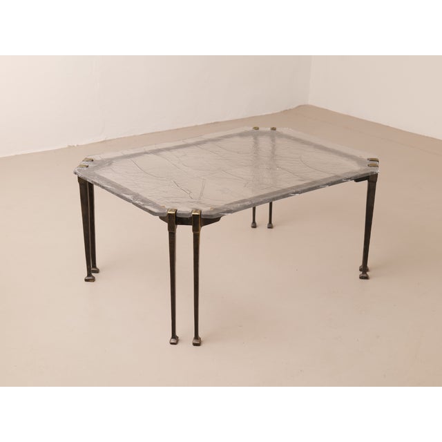 Brutalist Wrought Bronze Coffee Table with Lead Crystal Glass Top by Lothar Klute, 2005 For Sale - Image 13 of 13
