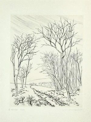 Roland Brudieux, Winter, Original Etching, Mid 20th Century