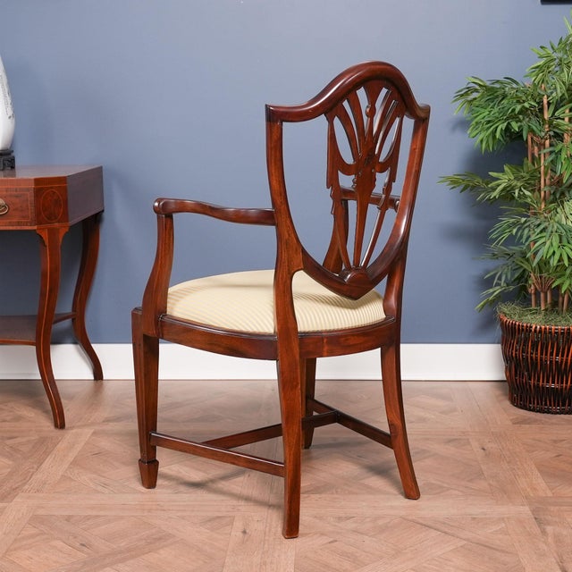Drape Carved Shield Back Chairs - Set of 10 For Sale - Image 6 of 14
