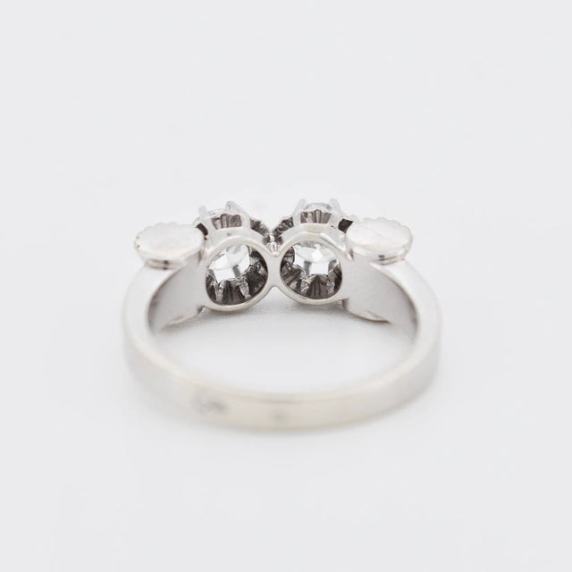 Vintage You and Me Ring in Gold, Platinum and Diamonds, Size 5.75 For Sale - Image 6 of 9