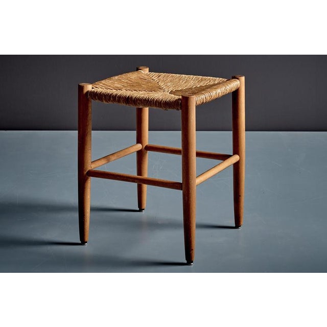1950s Beechwood Stools with Woven Rush Seats, France, 1950s, Set of 2 For Sale - Image 5 of 14