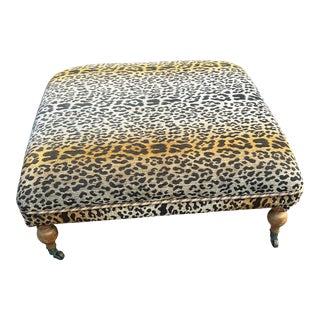 Large 1990s Custom Leopard Print Ottoman/Coffee Table For Sale