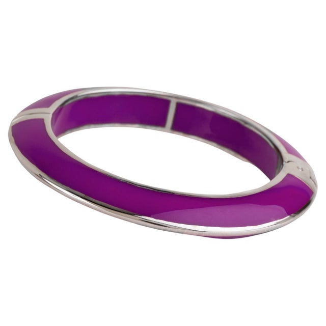 Miriam Salat Candy Violet Resin Sterling Silver Bangle For Sale - Image 15 of 18