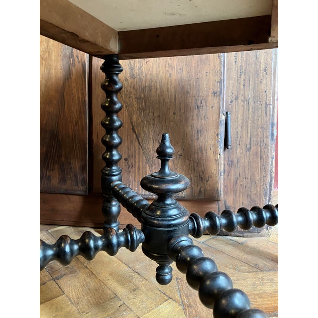 Antique Ebonized Twisted Legs Stools with Burgundy Studded Leather Seats, 1890s, Set of 2 For Sale - Image 6 of 16
