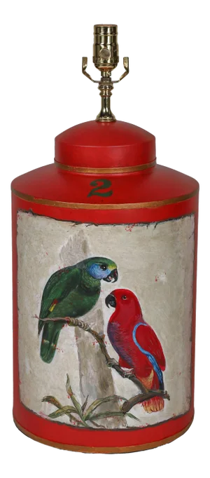 Vintage English Export Hand Painted Tea Caddy Lamp