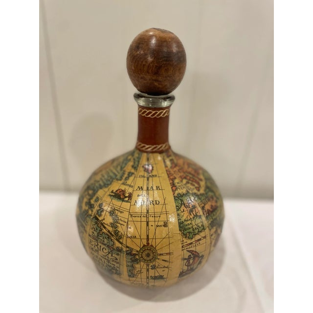 Brown Vintage 1960s Italian Old World Map Decanter For Sale - Image 8 of 9