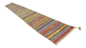 1970s Vintage Turkish Kilim Striped Runner - 2′5″ × 21′4″