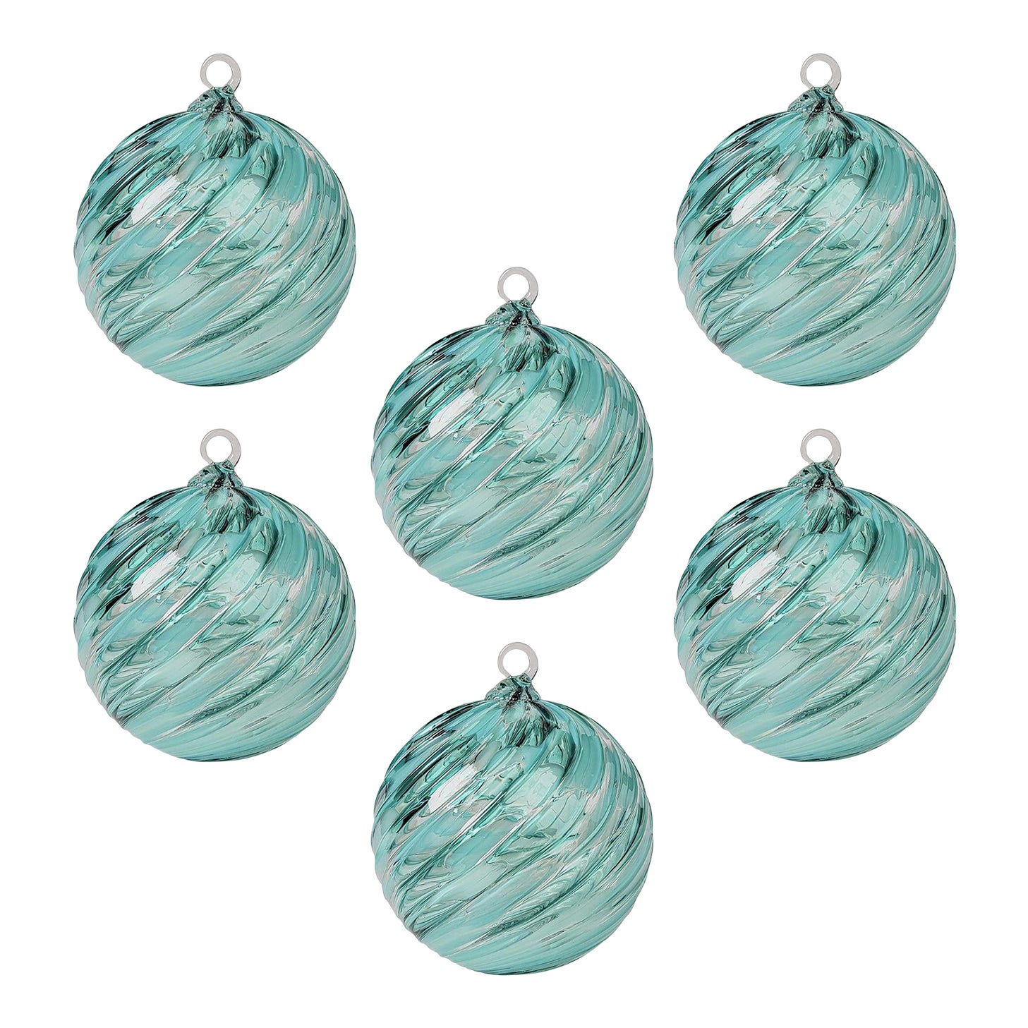 Monterey Handmade Glass Ornament Set Spiral mold, Set of 6 Chairish