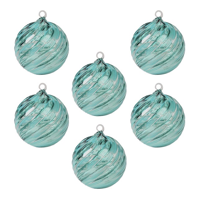 Monterey Handmade Glass Ornament Set Spiral mold, Set of 6 Chairish