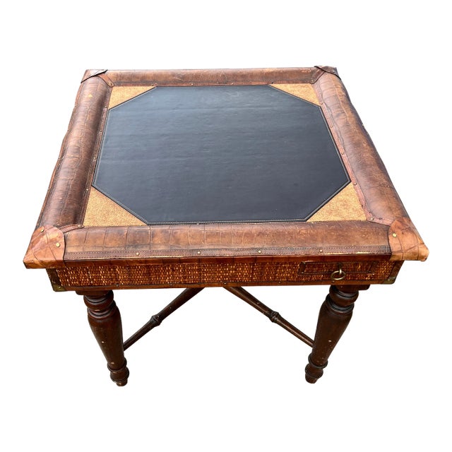 Stiles Brothers Collection Rattan Game Table for Bauer International, Mid 20th Century For Sale