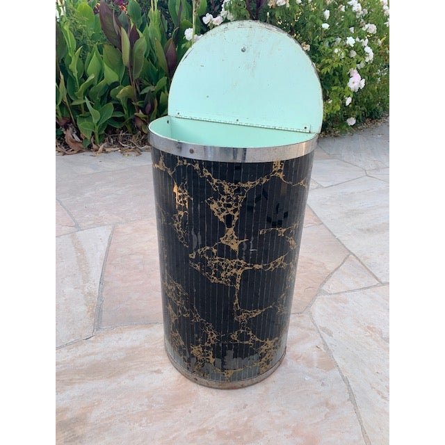 MidCentury Modern Mirrored Metal Industrial Hamper Chairish