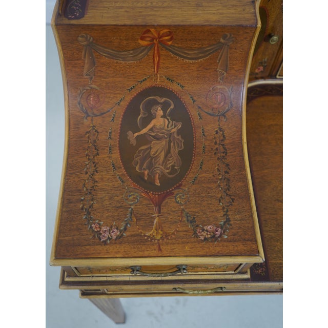 Brown Imperial Adams Style Paint Decorated Carlton House Desk For Sale - Image 8 of 18