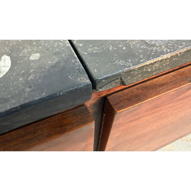 Brown Long Mid 20th Century Modern Marble Credenza For Sale - Image 8 of 14