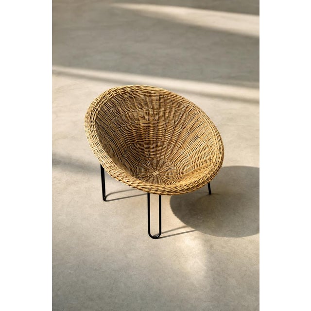 Vintage Italian Modern Boho Rattan Spherical Bowl Chair, 1950s For Sale - Image 10 of 18