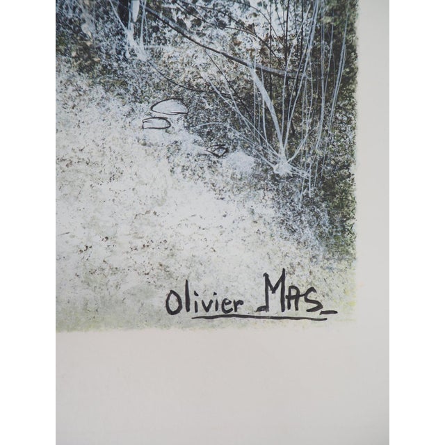 Modern Olivier Mas, House Under the Snow, Gouache For Sale - Image 3 of 6