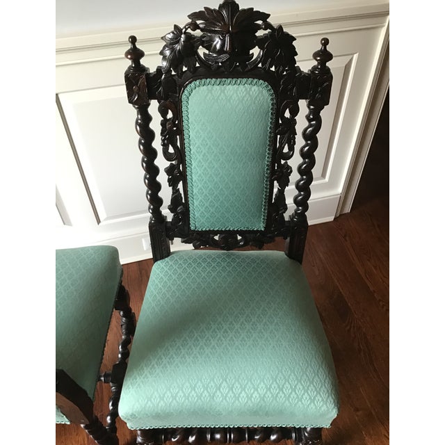 Victorian Oak Green Man Chairs A Pair Chairish